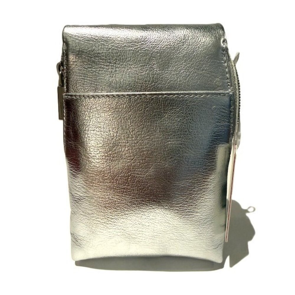 Hammitt Leather VIP Mobile Phone Crossbody Silver NWT $275 - Picture 2 of 7